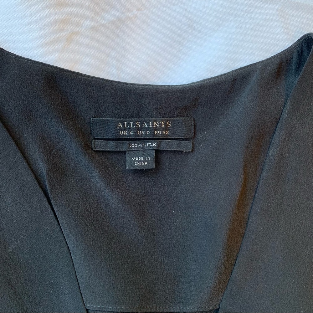 All Saints Black Silk Dress size 0 - Picture 9 of 9